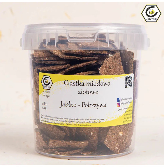 Ciastka Miodowo Ziołowe z Jabłkiem i Pokrzywą Lipowy Gaj