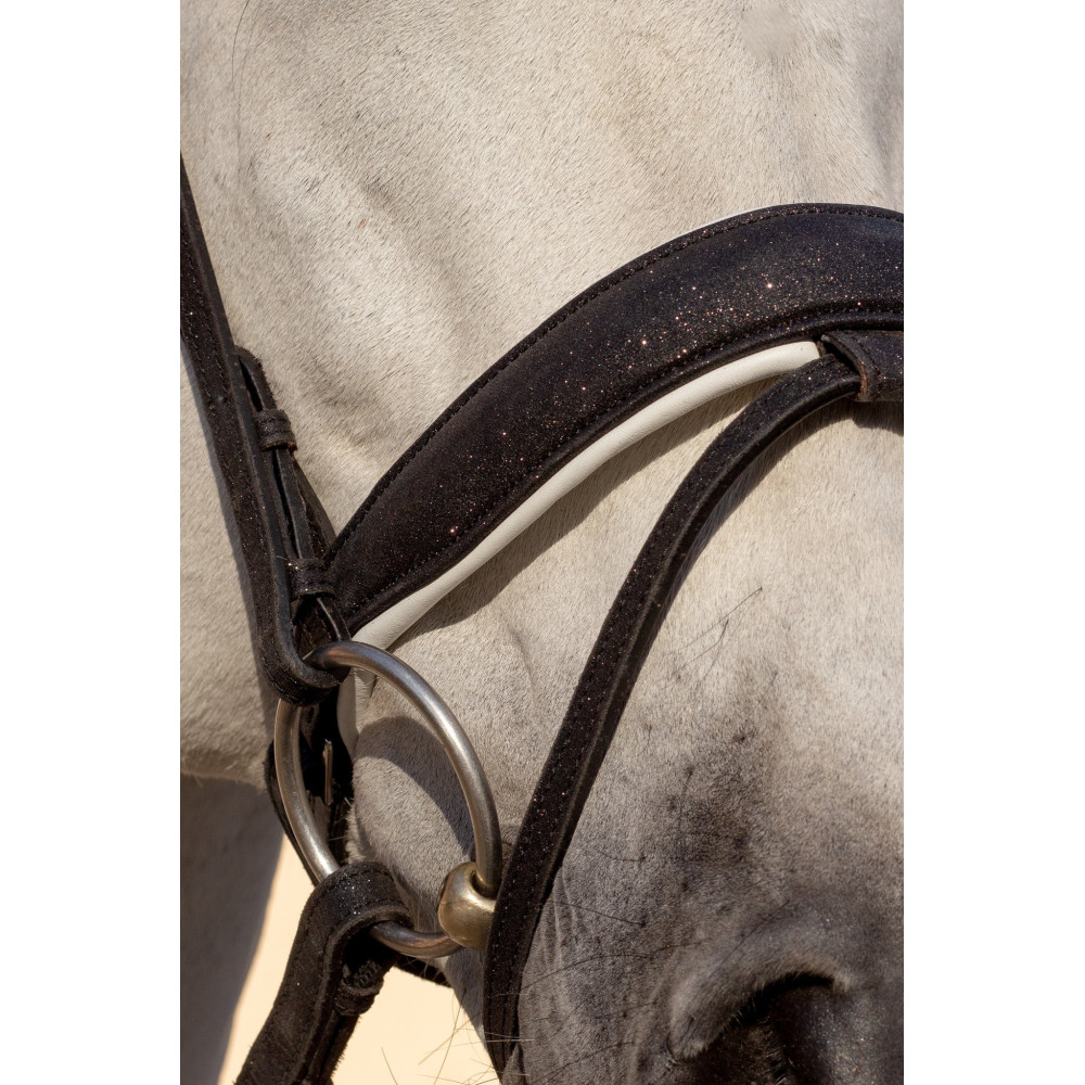 Brokatowe Ogłowie Glitter Black Savio