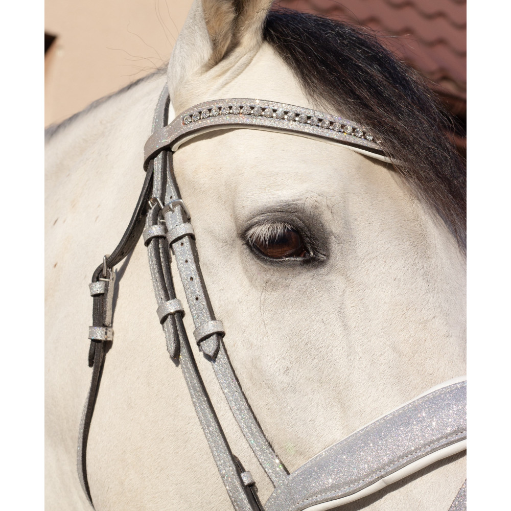 Brokatowe Ogłowie Glitter Silver Savio