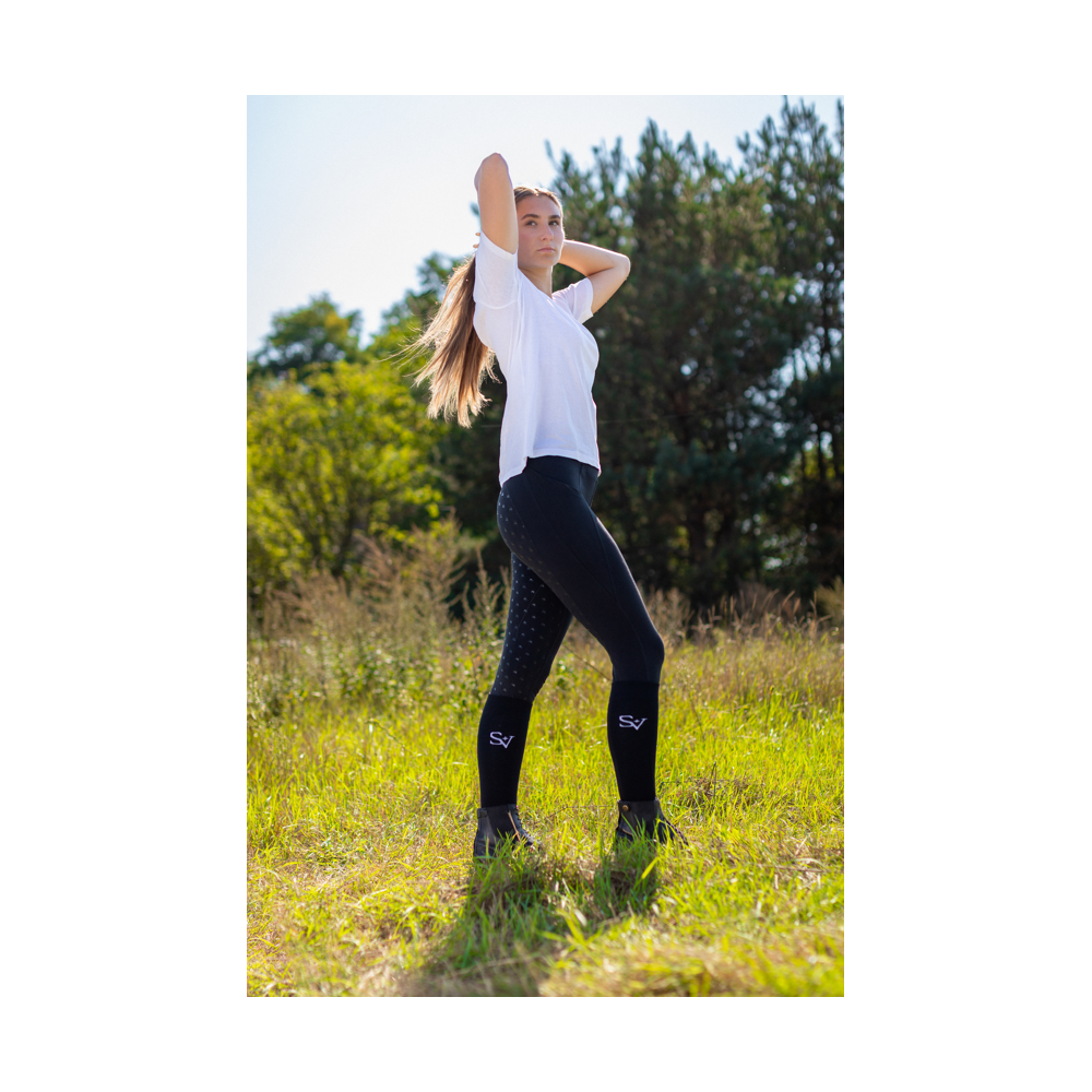 Podkolanówki Jeździeckie Black Savio