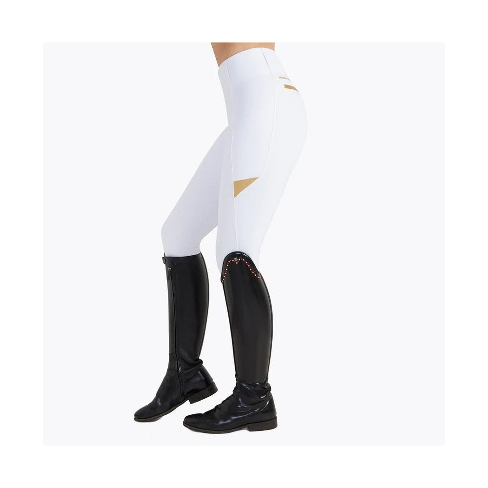 Legginsy Jeździeckie Tech Riding (White/Gold) Maximilian Equestrian