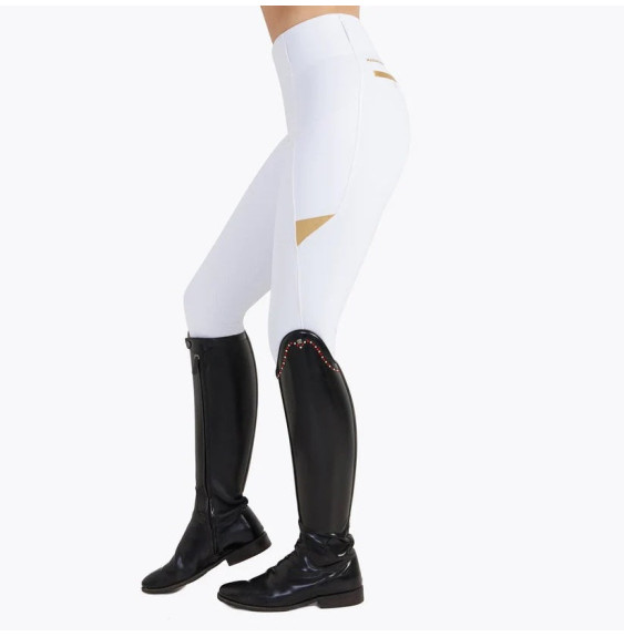 Legginsy Jeździeckie Tech Riding (White/Gold) Maximilian Equestrian