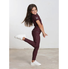 Młodzieżowe Legginsy Jeździeckie Pro Riding (Wine) Maximilian Equestrian