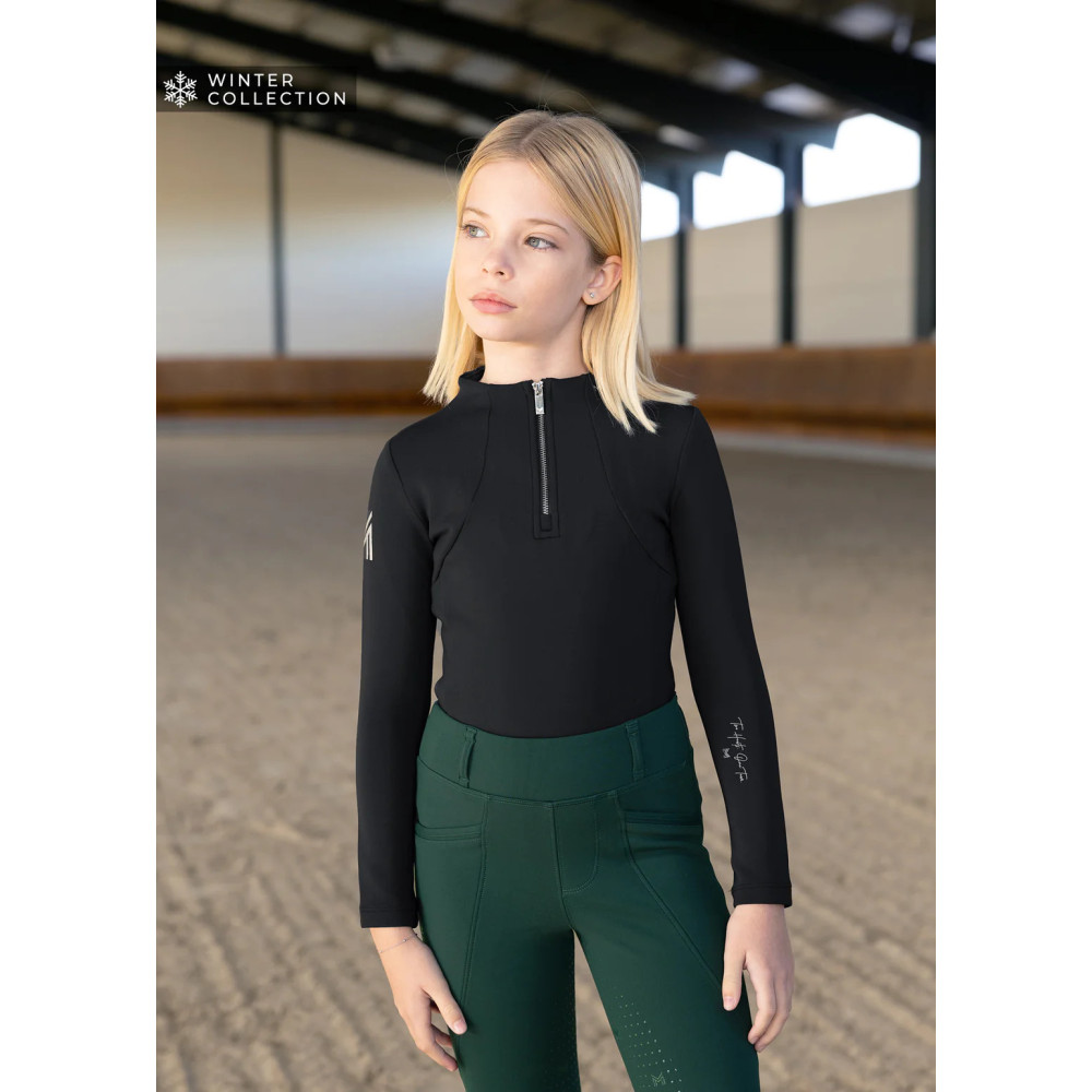 Młodzieżowa Zimowa Bluzka z Długim Rękawem (Black) Maximilian Equestrian