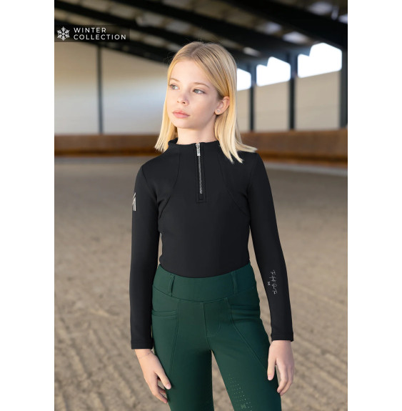 Młodzieżowa Zimowa Bluzka z Długim Rękawem (Black) Maximilian Equestrian