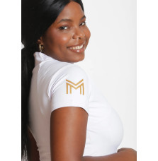 Bluzka z Krótkim Rękawem (White/Gold) Maximilian Equestrian