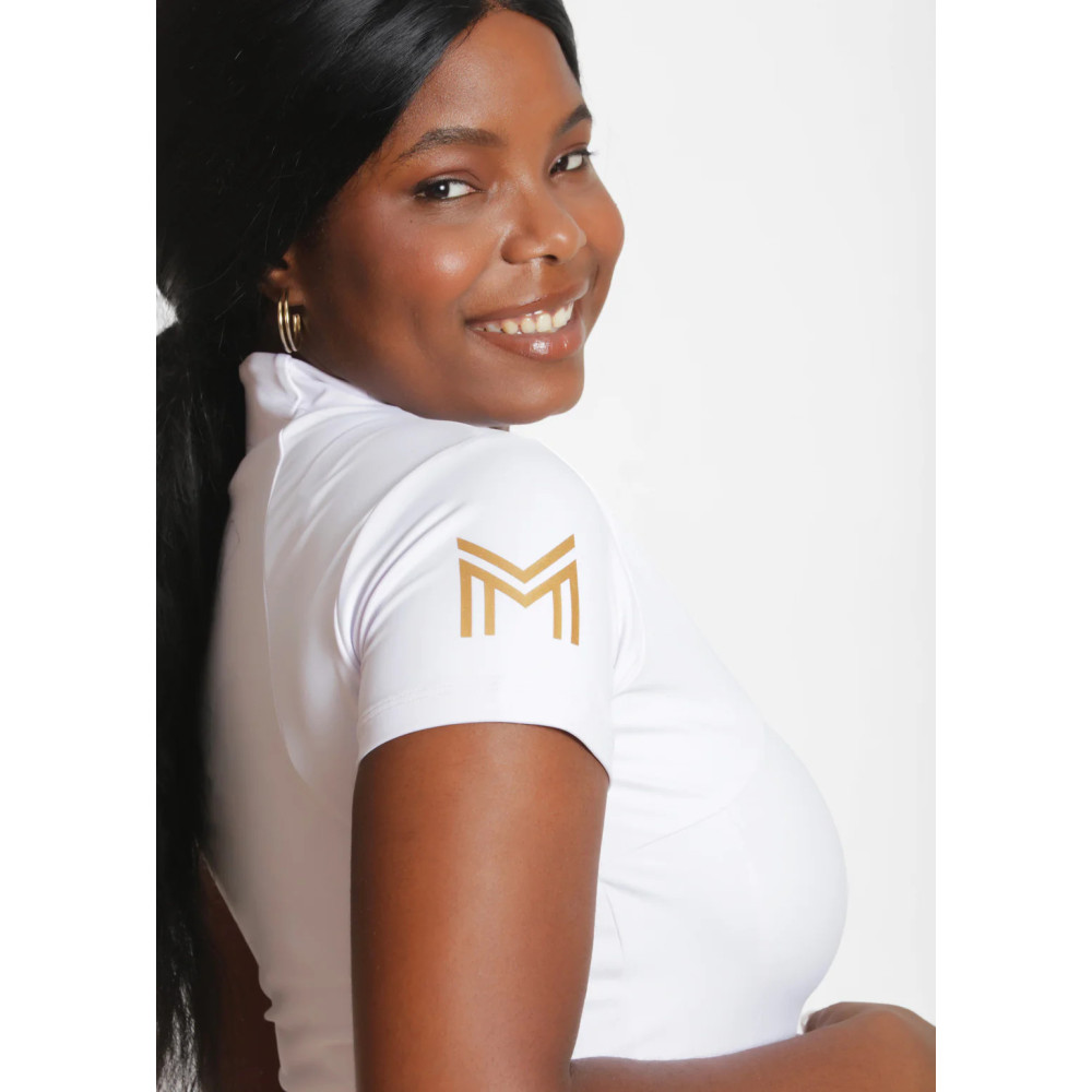 Bluzka z Krótkim Rękawem (White/Gold) Maximilian Equestrian