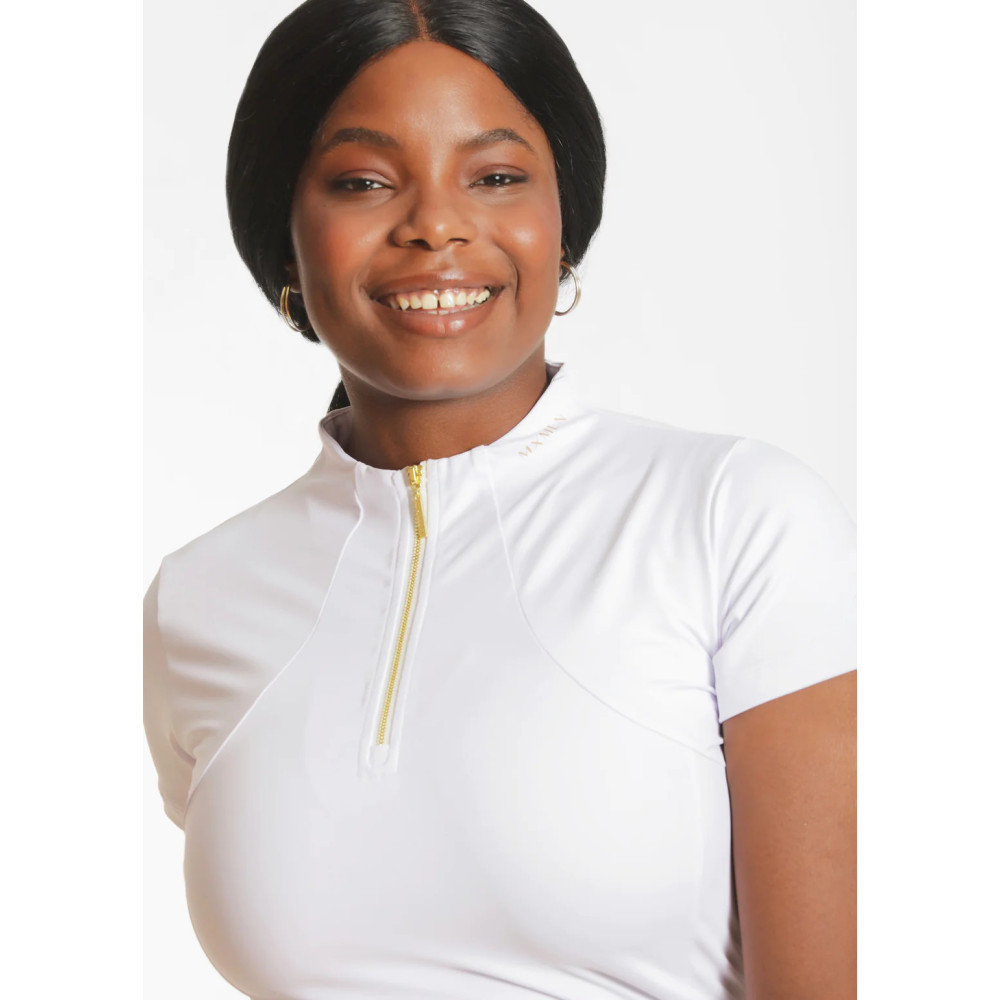 Bluzka z Krótkim Rękawem (White/Gold) Maximilian Equestrian