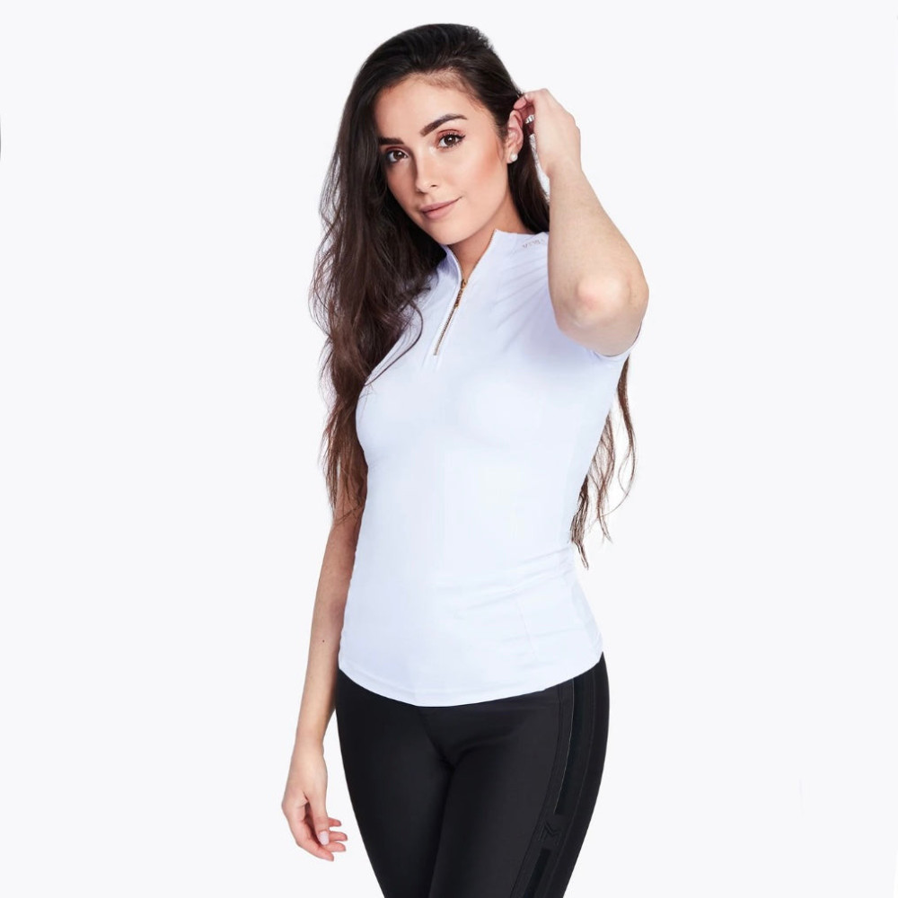 Bluzka z Krótkim Rękawem (White/Silver) Maximilian Equestrian