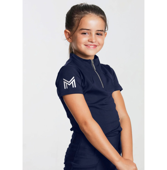 Młodzieżowa Bluzka z Krótkim Rękawem (Navy) Maximilian Equestrian