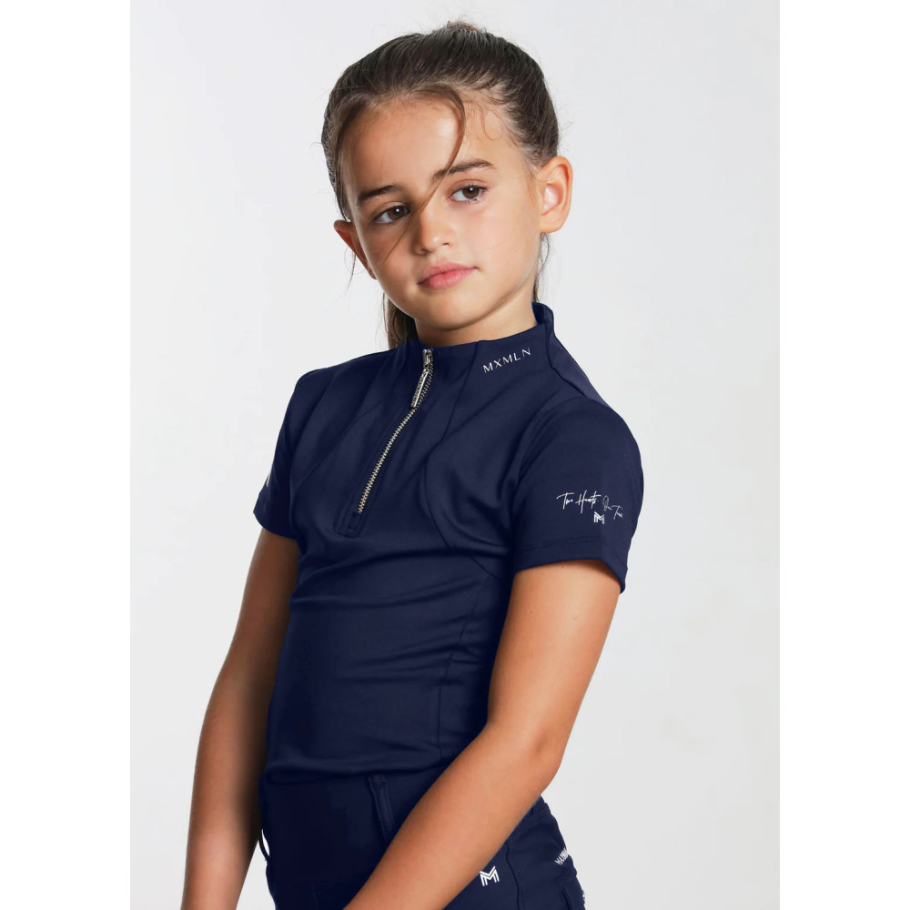 Młodzieżowa Bluzka z Krótkim Rękawem (Navy) Maximilian Equestrian