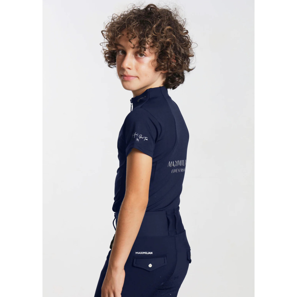 Młodzieżowa Bluzka z Krótkim Rękawem (Navy) Maximilian Equestrian