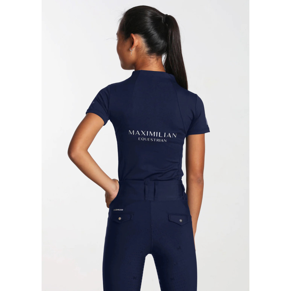 Młodzieżowa Bluzka z Krótkim Rękawem (Navy) Maximilian Equestrian