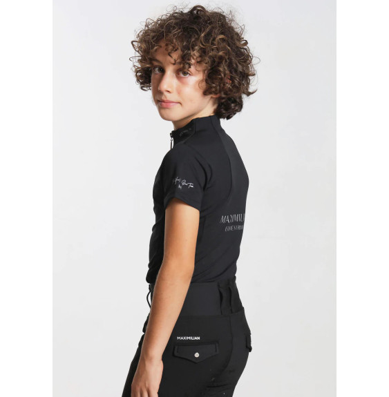 Młodzieżowa Bluzka z Krótkim Rękawem (Black) Maximilian Equestrian