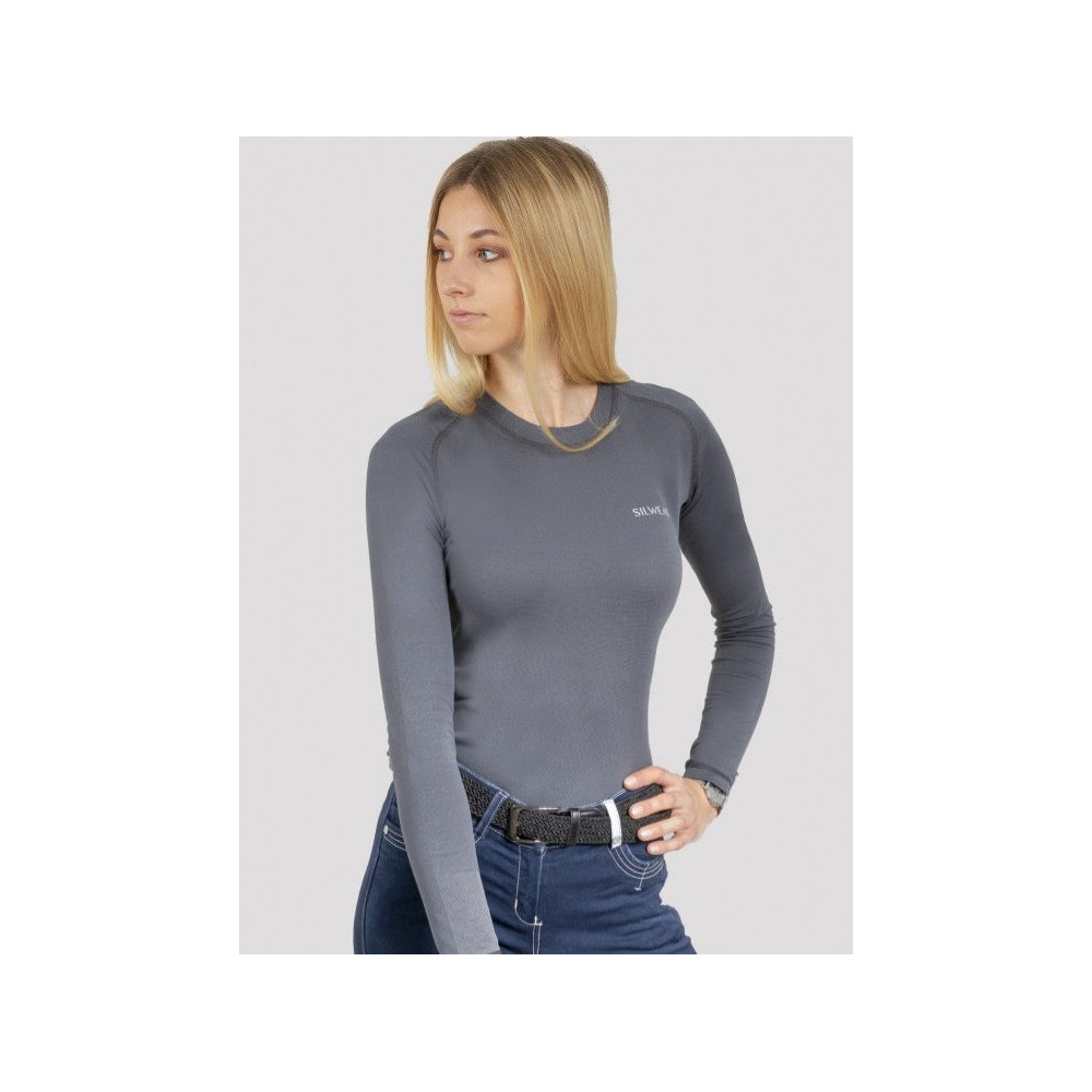 Koszulka Letnia z Długim Rękawem Szara Silwear