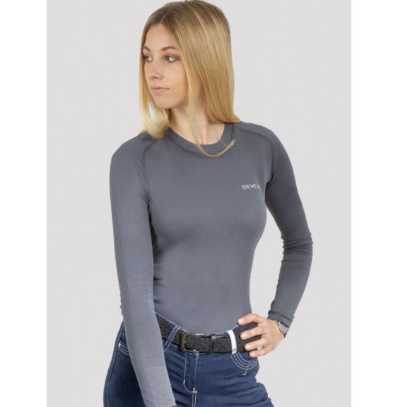 Koszulka Letnia z Długim Rękawem Szara Silwear