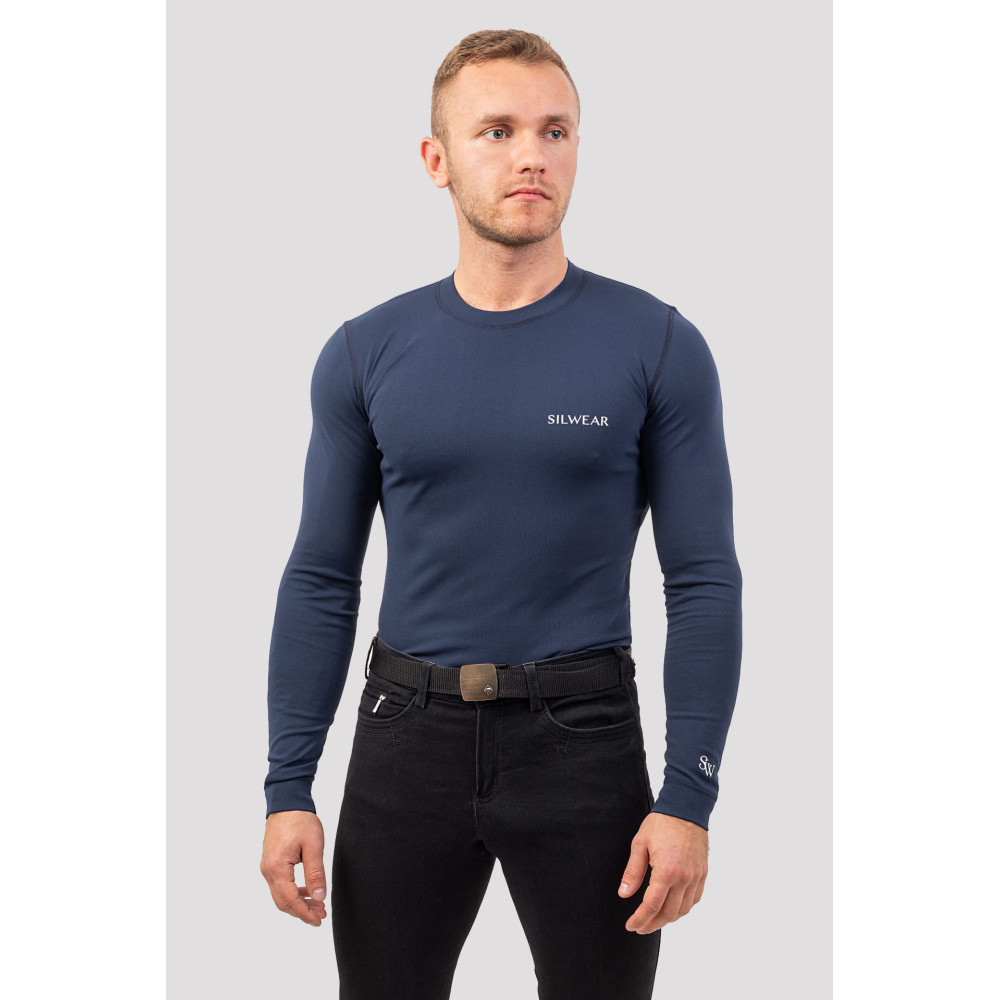 Koszulka z Długim Rękawem Argento Optimal Męska Navy Silwear