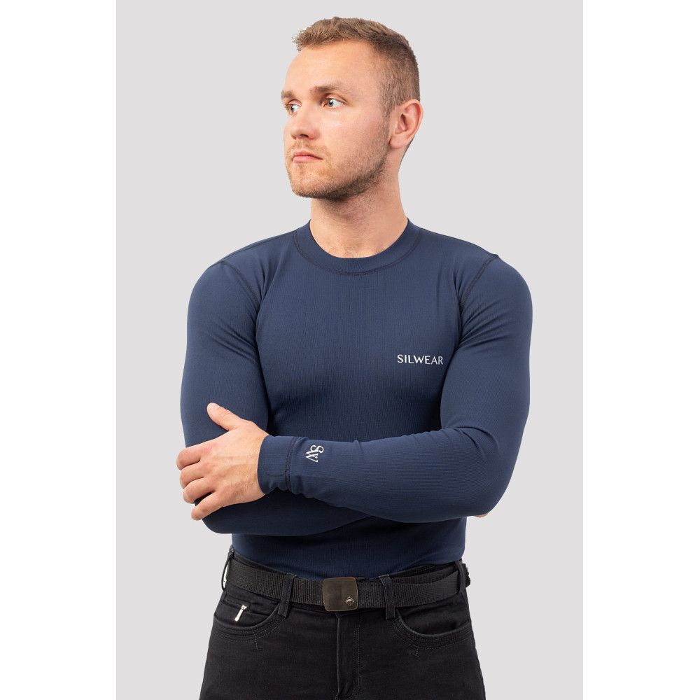 Koszulka z Długim Rękawem Argento Optimal Męska Navy Silwear