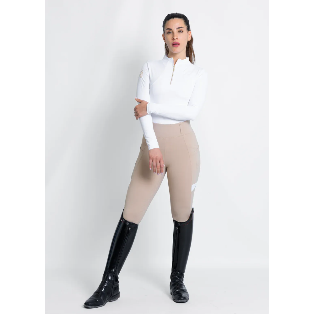 Legginsy Jeździeckie Tech Riding (Beige) Maximilian Equestrian