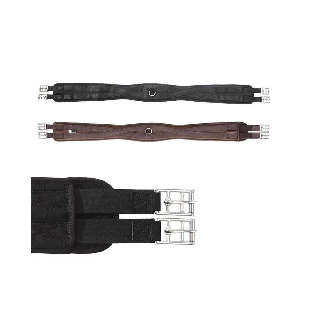 Popręg Memory "Classic" Czarny z Elastycznymi Gumami Kavalkade