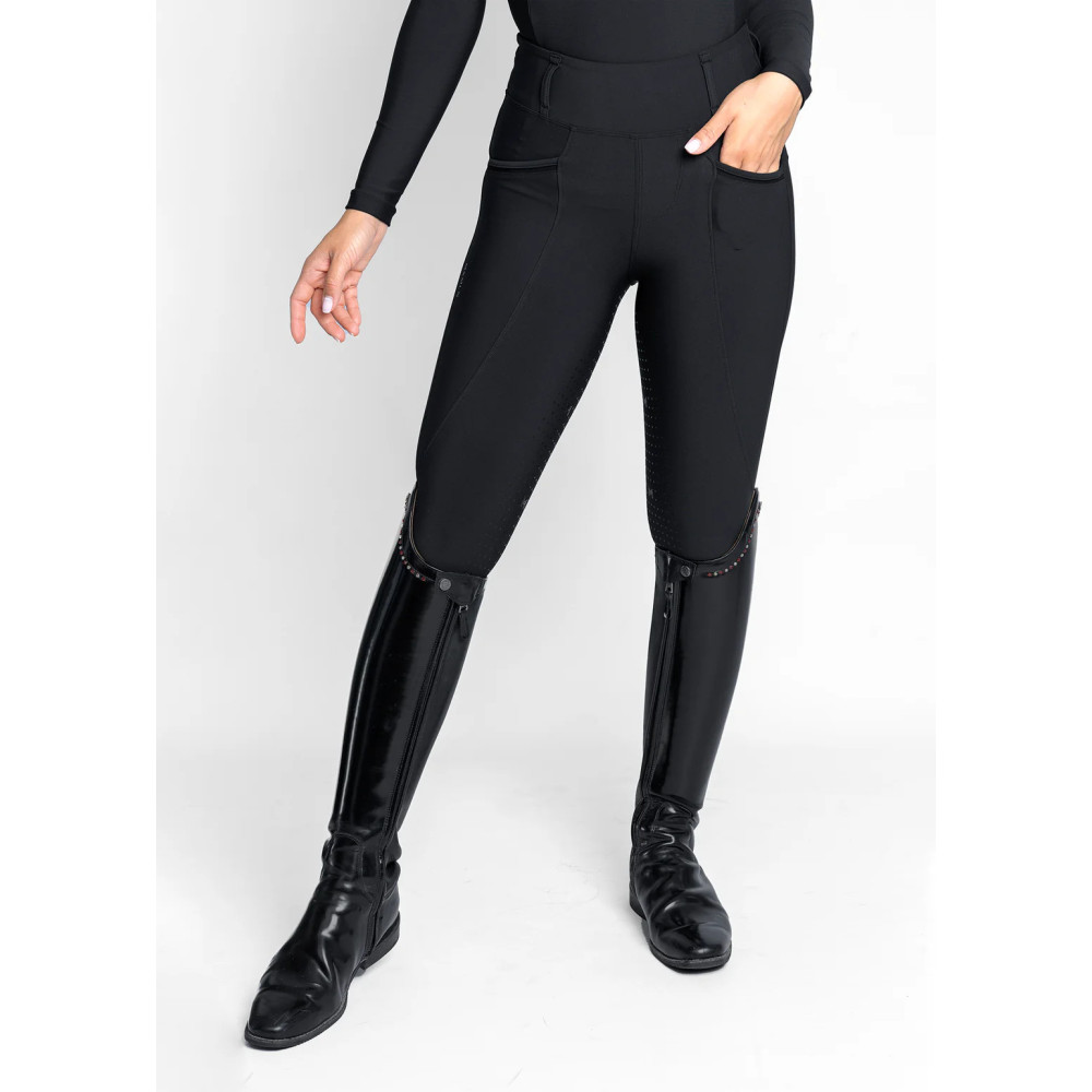 Legginsy Jeździeckie Pro Riding z Lejem Kolanowym (Black) Maximilian Equestrian